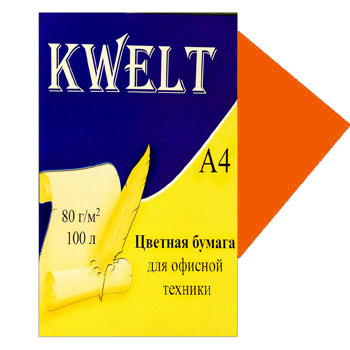 Бумага " KWELT " Intensiv А4 80г/м 100л оранжевый фото 1