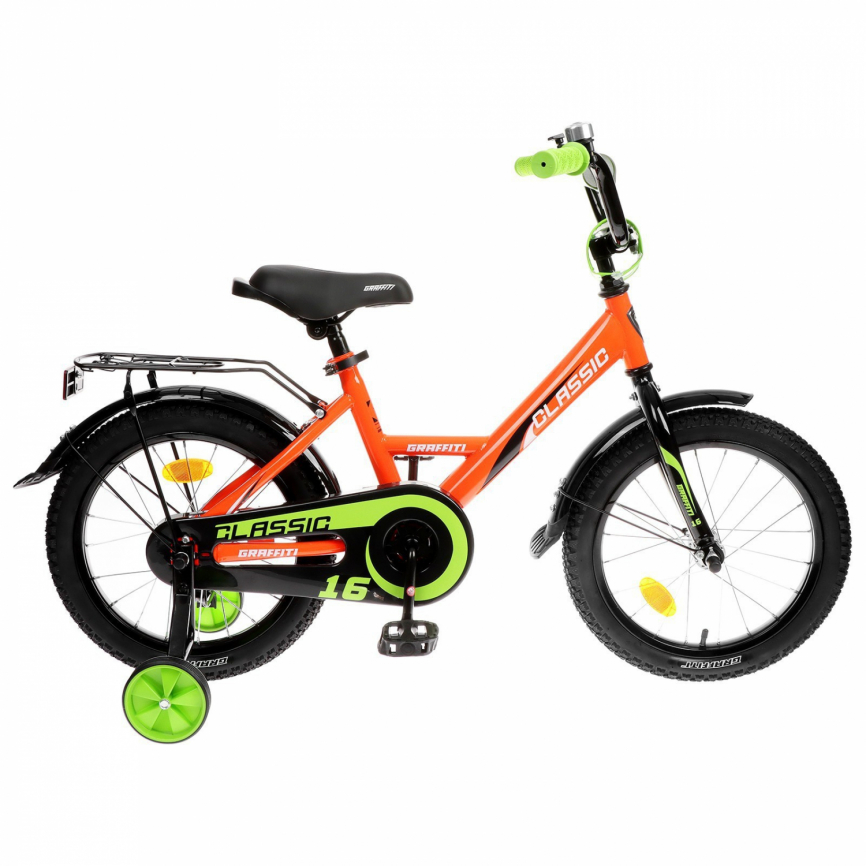 Велосипед 14" Graffiti Classic, цвет оранжевый/зеленый 7642815 фото 1