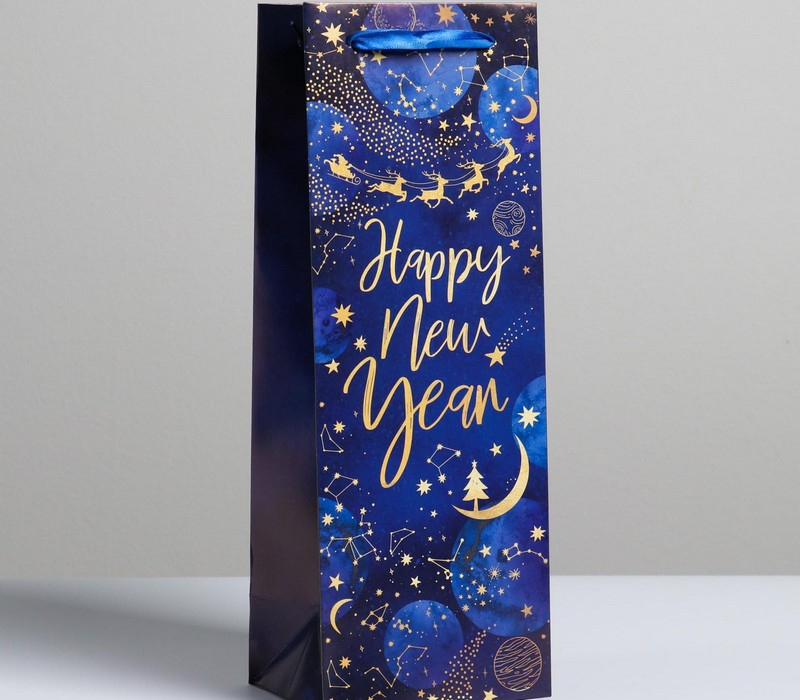 Пакет под бутылку «Новогодний космос», 13 × 36 × 10 см   4984289 фото 1