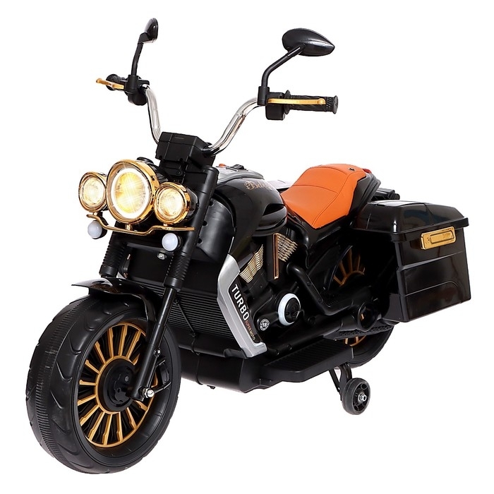 Электромобиль "Мотоцикл Чоппер", 1 мотор, EVA, кожаное сидение, цвет черный   9599473 фото 1