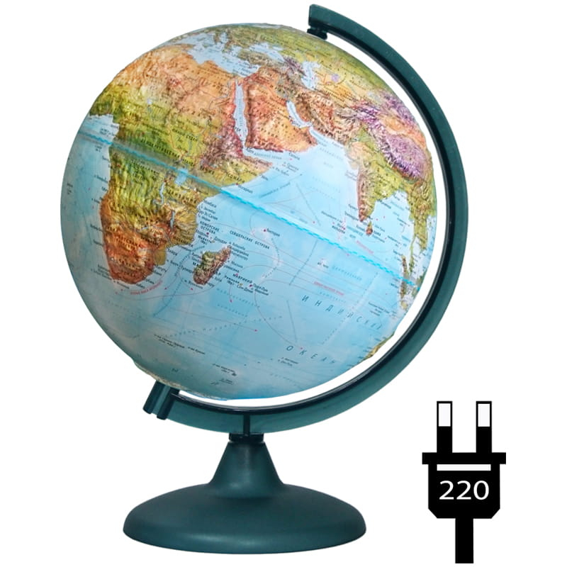 Глобус " Globen " Земли интерактивный, физико-политический 250мм рельефный с подсветкой, питание от  фото 1