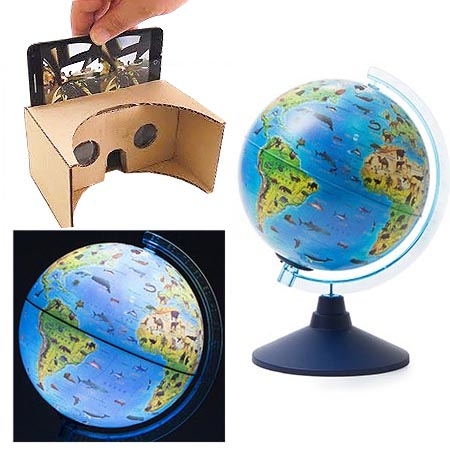 Глобус " Globen " Земли зоогеографический 210мм, интерактивный, с подсветкой от батареек, на подстав фото 1