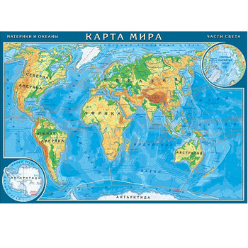 Карта-пазл " Геоцентр " Мир 33,5*23,5см, в упаковке с европодвесом фото 1