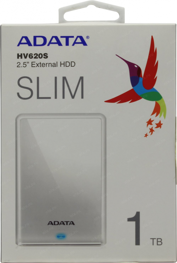 Внешний диск компьтерный A-DATA 1TB HV620S USB3.0 SLIM белый (AHV620S-1TU31-CWH) фото 1