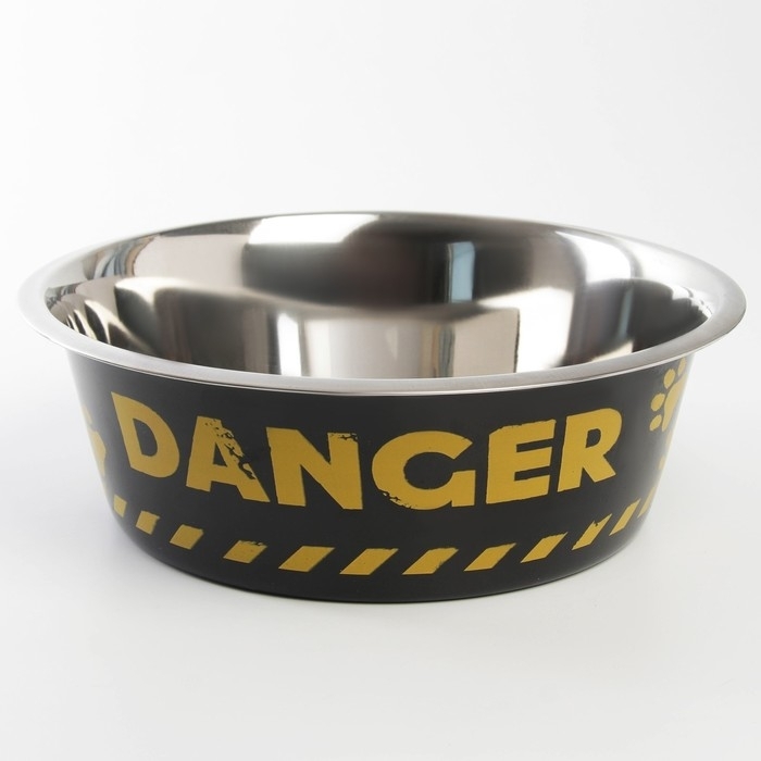 Миска металлическая для собаки Danger, 4 л, 28х9 см фото 1