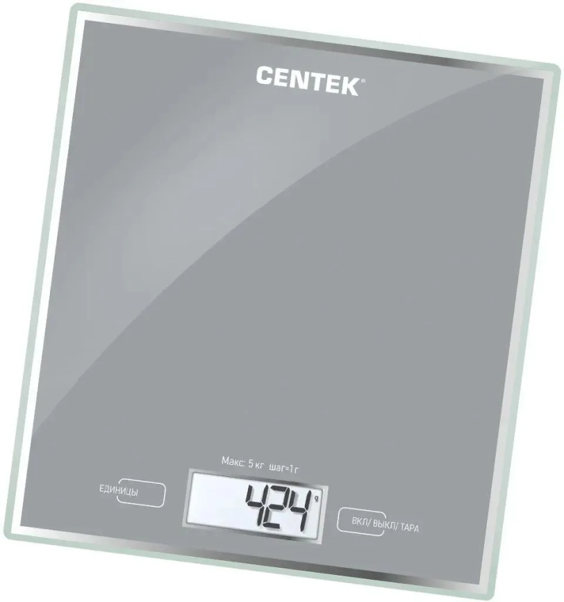 Весы кухонные Centek CT-2462 (Черри) электронные, стеклянные, LCD, 190х200 мм, max 5кг, шаг 1г фото 1
