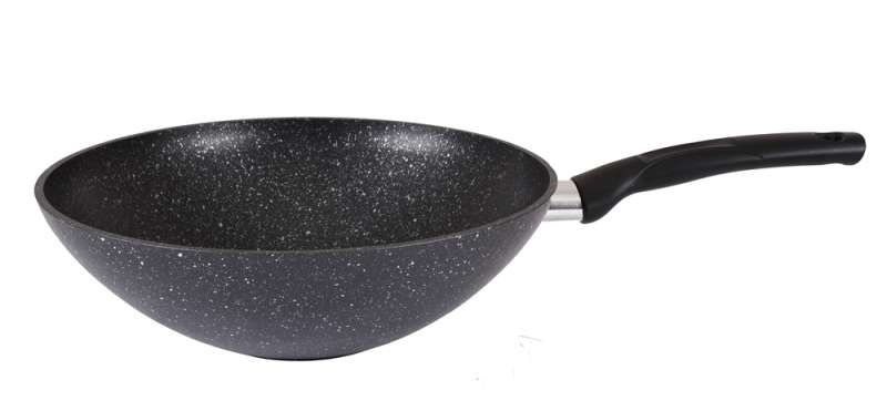Сковорода wok (классическая) 280/95мм с ручкой, АП (темный мрамор) фото 2